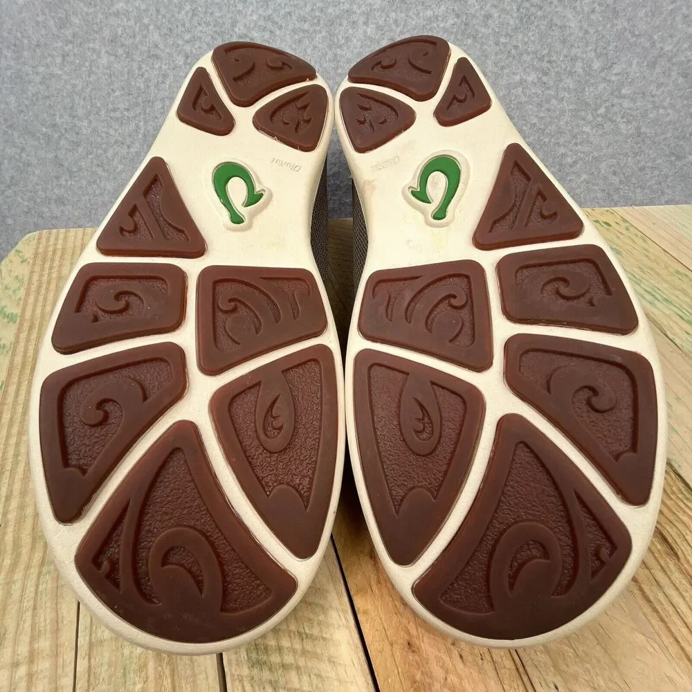 Olukai Nohea Mesh Loafers Mens Sz 9 Mustang Lime Peel Brown Slip On Casual Shoes